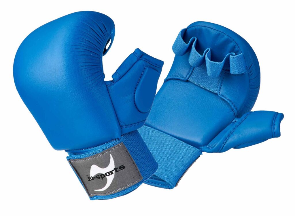 Karate handschoenen met duimen blauw