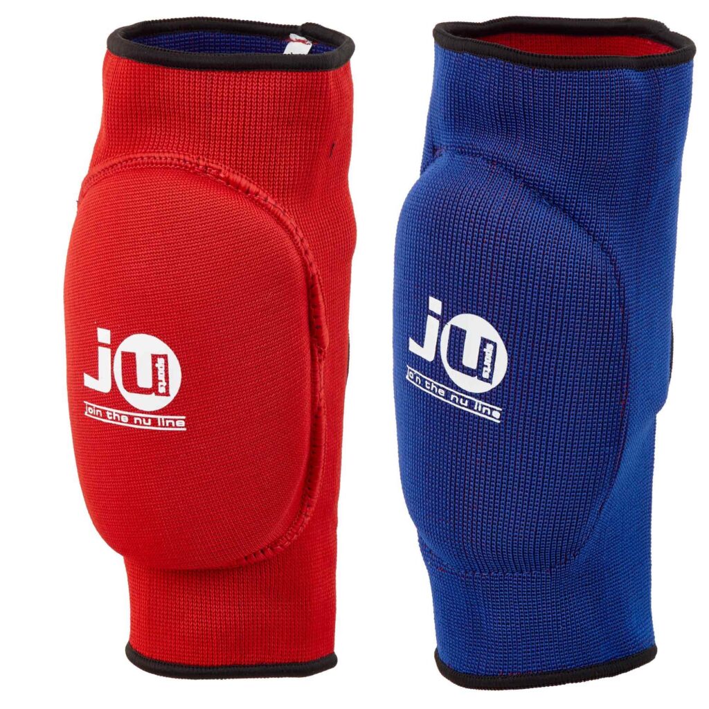 Omkeerbare kniebeschermer rood/blauw uit stof
