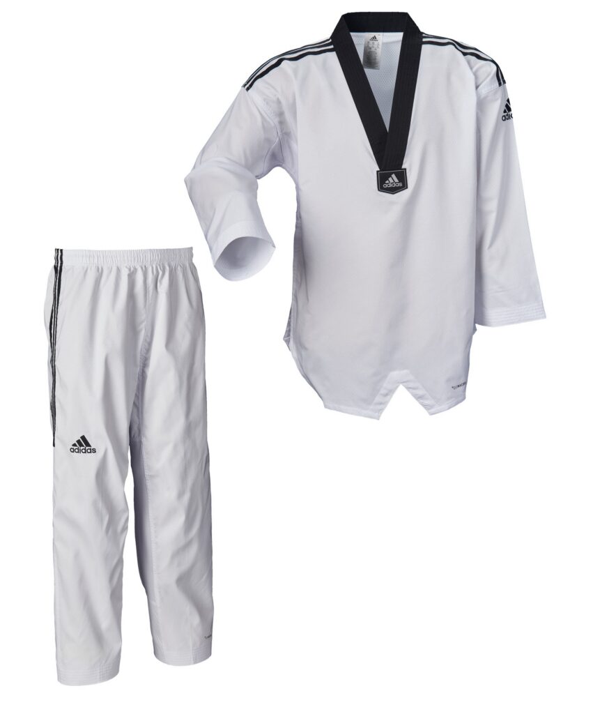 adidas Taekwondopak, adi Fighter Eco met Strepen, zwarte Revers