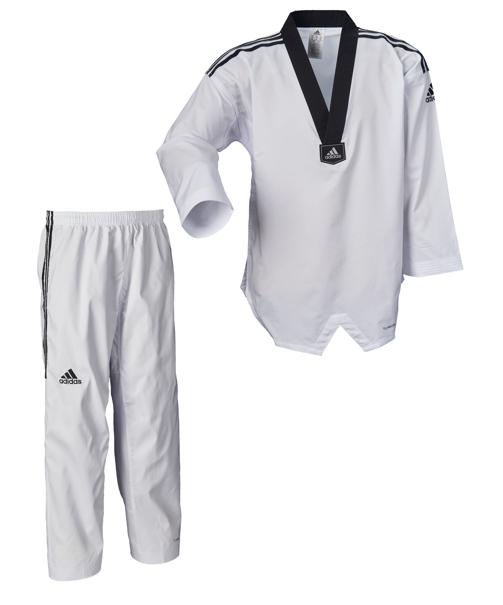 adidas Taekwondopak, adi Fighter Eco met Strepen, zwarte Revers