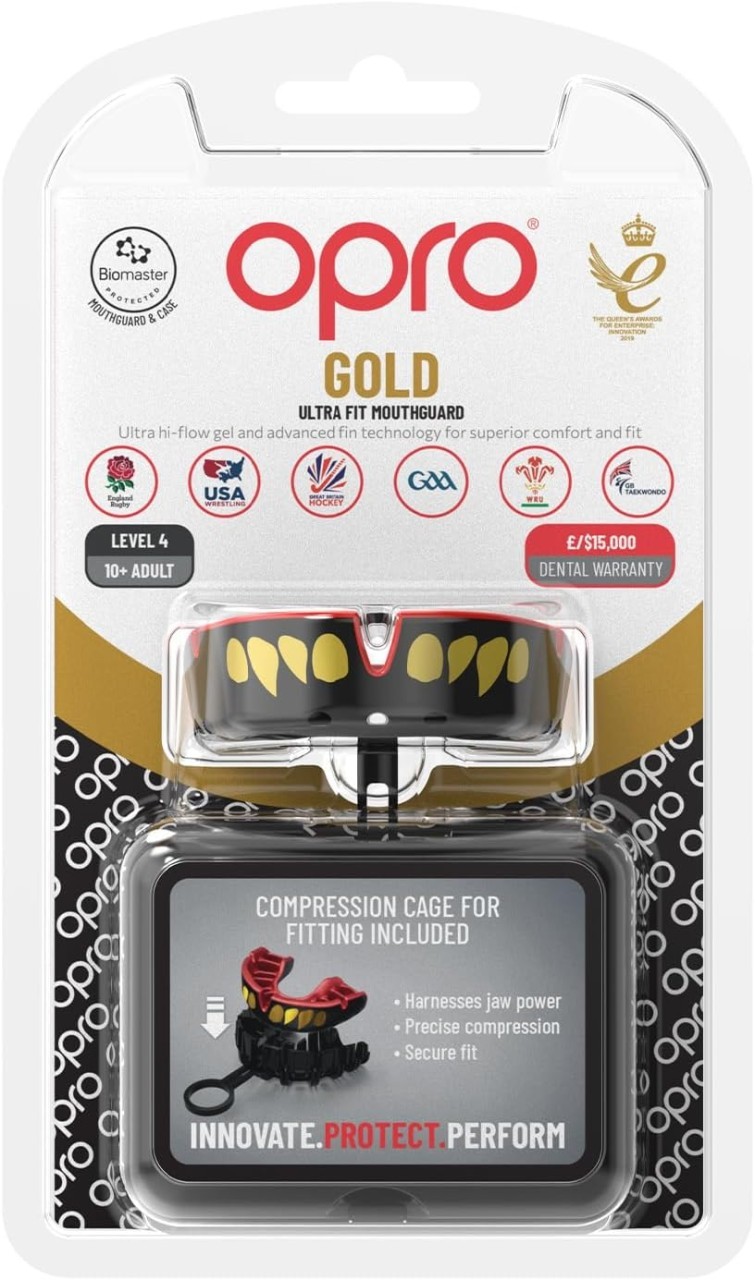 OPRO gebitsbeschermer Gold Jaws zwart/rood Senior GEN5