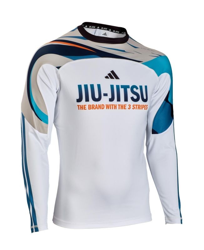 Adidas Rashguard met lange mouwen wit/blauw/oranje Wave, BJJRGLS03W
