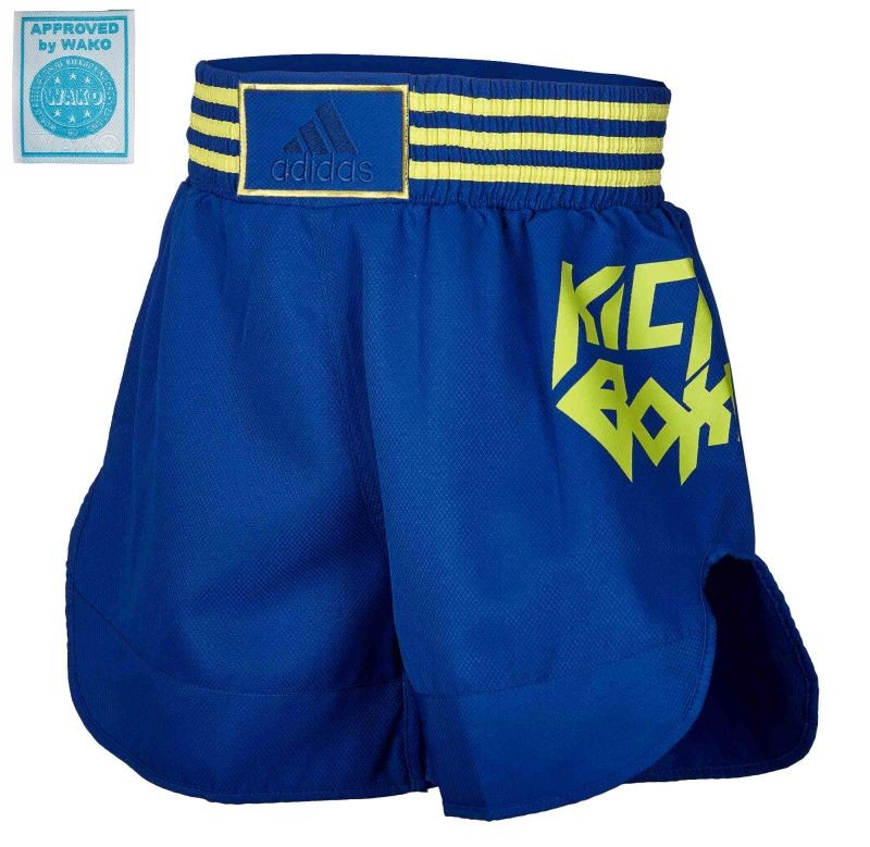adidas kickboksbroek blauw/geel, ADISKB02