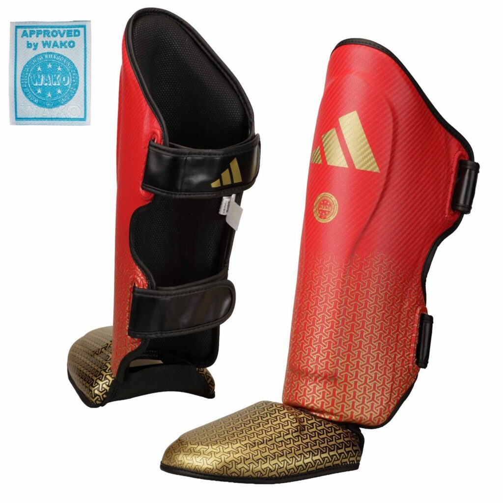 adidas Pro Kickboxing Scheenbeenbescherming rood/goud, adiKBSI300
